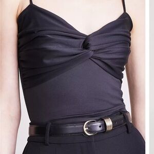 LOFT Black Twist-Front Crop Top